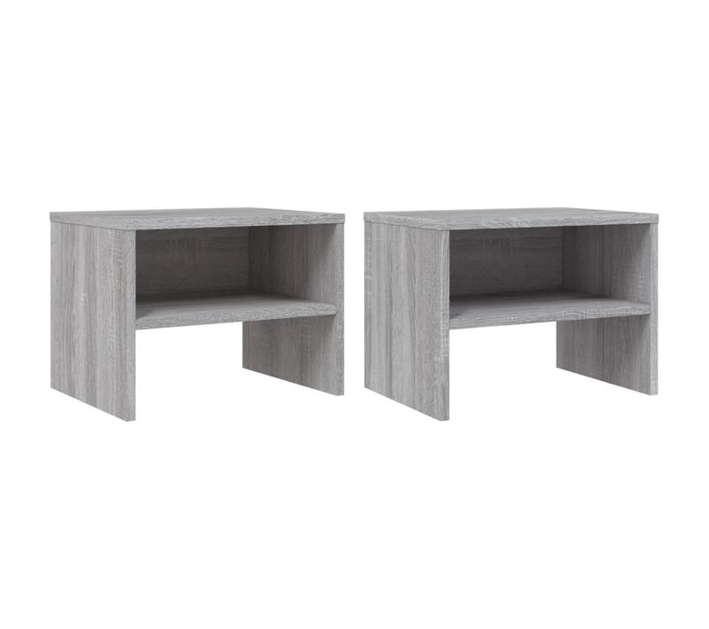Lot De 2 Tables De Chevet Avec Étagère 40 X 30 X 30cm Bois D'ingénierie Gris Dec035660