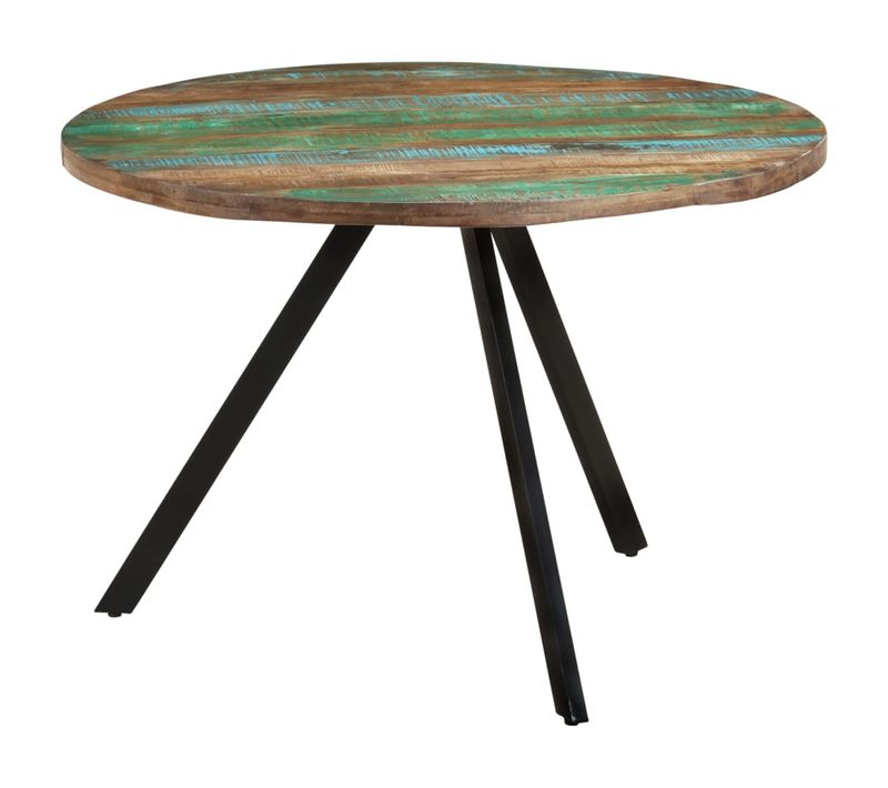 Table De Salle à Manger Design Industriel 110 X 75 Cm Bois Massif De Récupération Multicolore