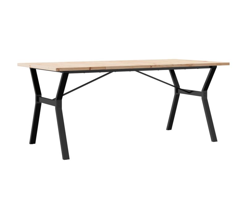 Table De Salle à Manger Design Industriel 180 X 90 X 75,5 Cm Bois Pin Massif Et Acier Dec036829