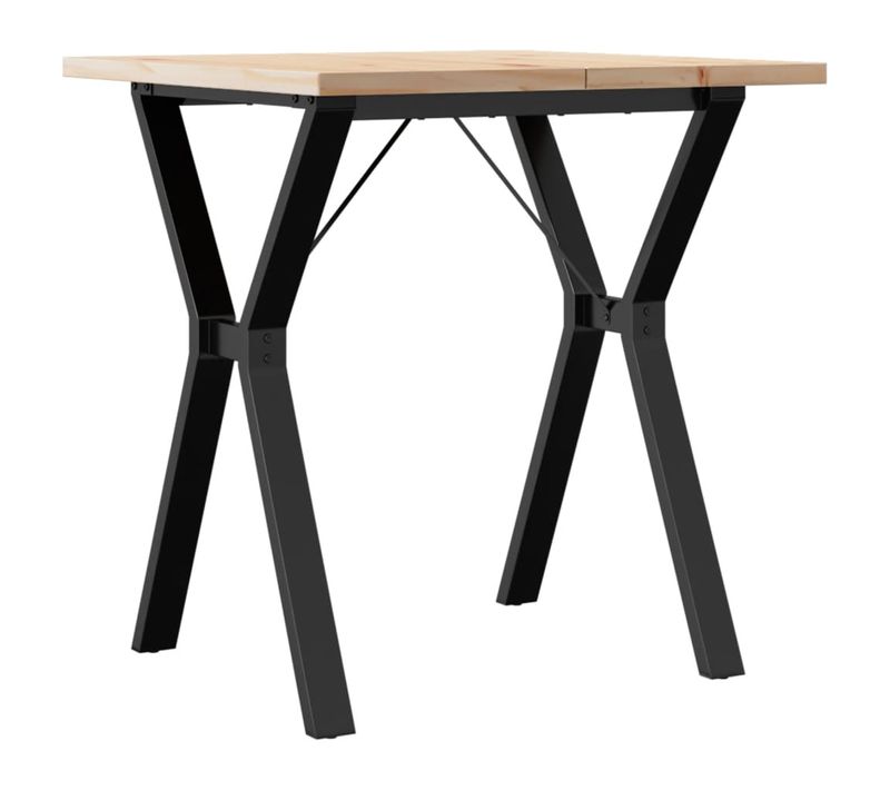 Table De Salle à Manger Cuisine Design Industriel 70 X 70 X 75,5cm Bois De Pin Massif Et Acier Dec