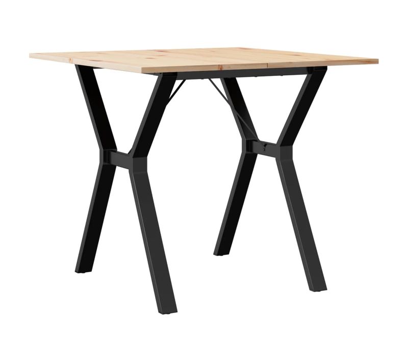 Table De Salle à Manger Design Industriel Cadre En Y 80 X 80 X 75 Cm Bois De Pin Massif Et Acier