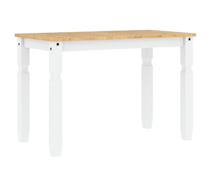 Table De Salle à Manger Design Moderne 112 X 60 X 75 Cm Bois Massif De Pin Blanc Dec036854