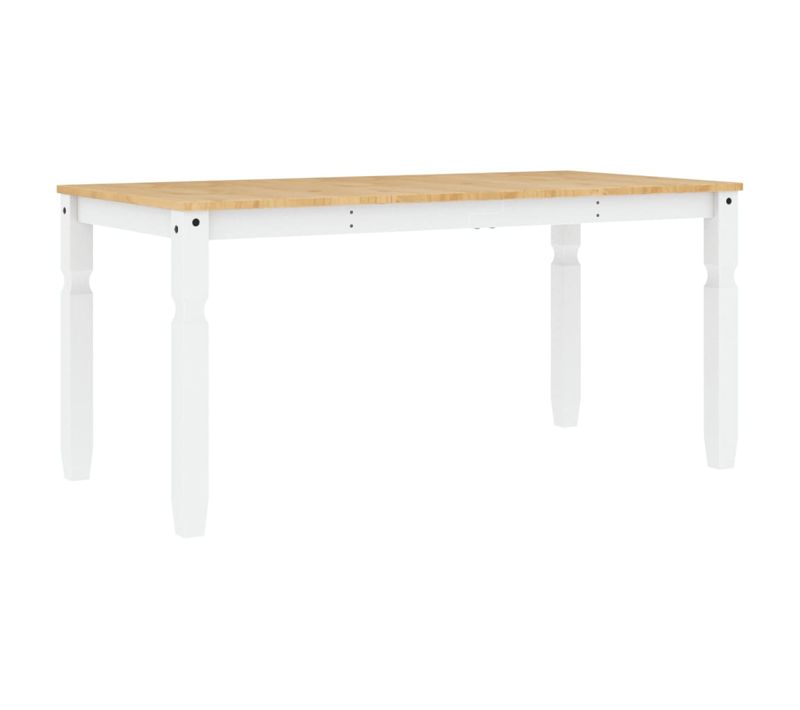 Table De Salle à Manger Design Rustique 160 X 80 X 75 Cm Bois Massif De Pin Blanc Dec036855