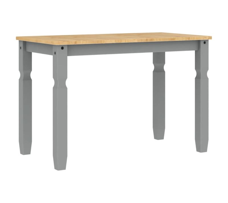 Table De Salle à Manger Design Simple 112 X 60 X 75 Cm Bois Massif De Pin Gris Et Marron Dec036857