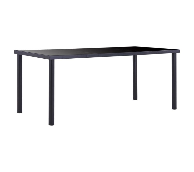 Table De Salle à Manger Design Moderne 180 X 90 X 75 Cm Verre Trempé Noir Et Métal Dec036884