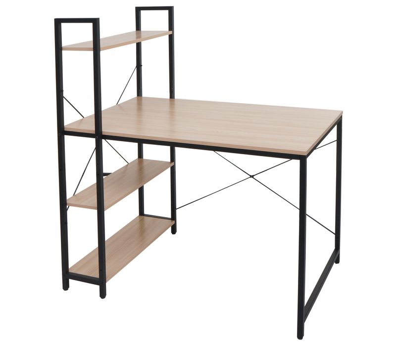 Bureau Avec Étagère Table Pour Ordinateur 100 X 60 Cm Mdf Et Métal 04_0006013