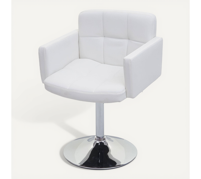 Chaise De Salle à Manger Pivotante En Pvc Blanc Coins Et Bords Arrondis Hauteur Fixe 04_0006283