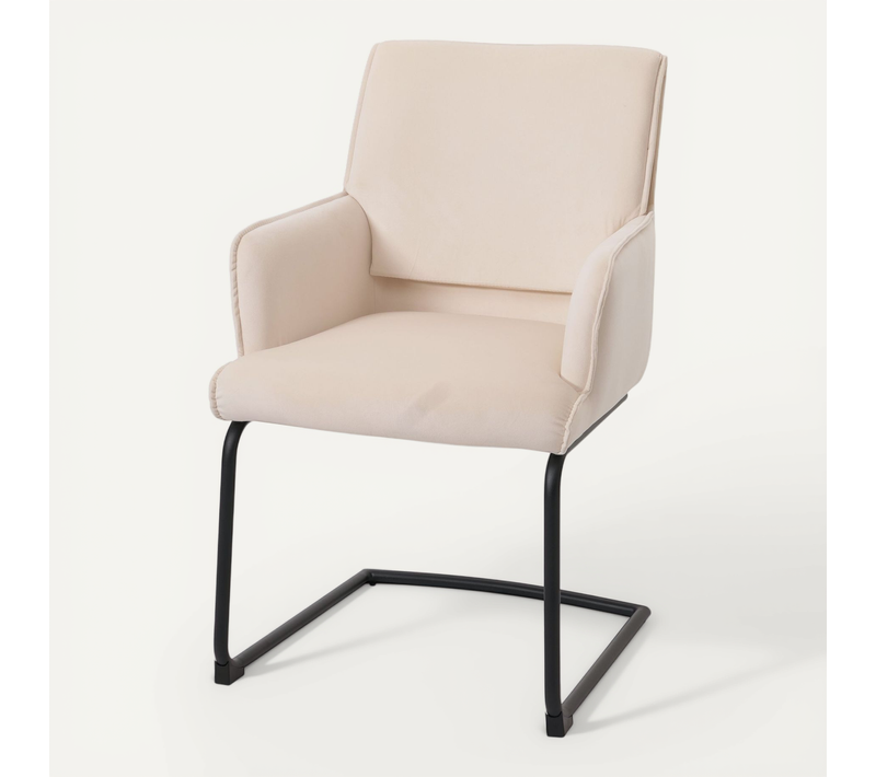 Chaise De Salle à Manger X1 Design Moderne En Tissu Crème-beige Cadre En Fer 04_0006300