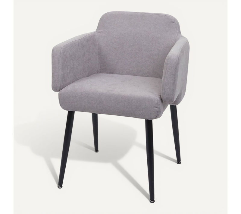 Chaise De Salle à Manger Rembourrée Avec Accoudoirs Tissu/textile Métal Gris 04_0006342