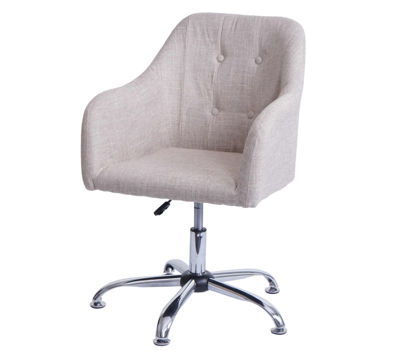 Chaise De Salle à Manger Avec Accoudoir Siège Rotatif Réglable En Hauteur Métal Textile Crème 04_0