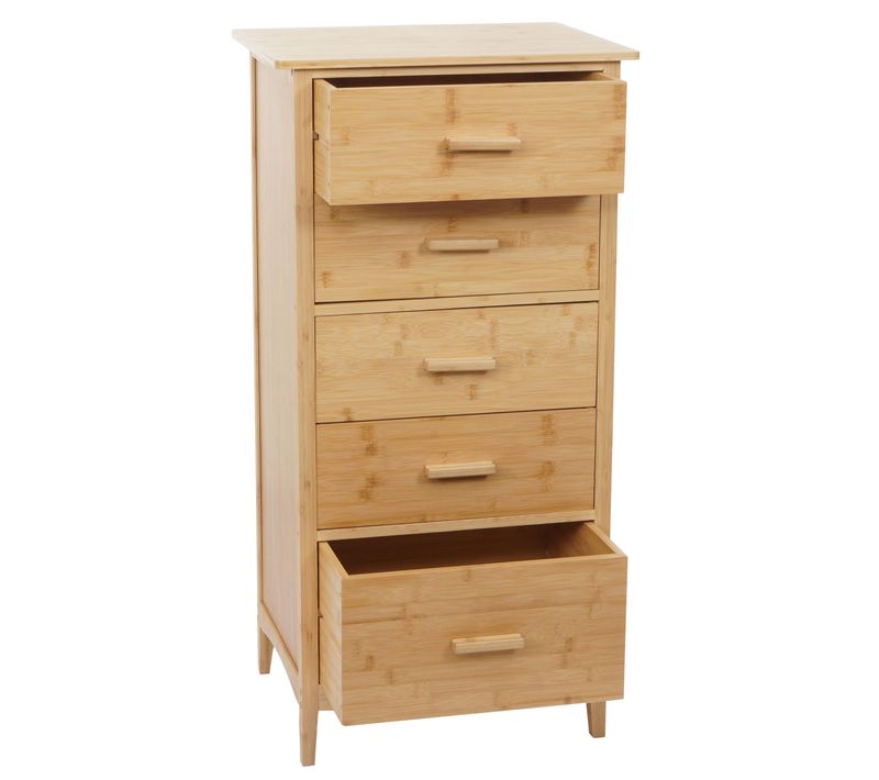 Commode En Bambou étagère 5 Tiroirs 100x50x40 Cm 04_0006493