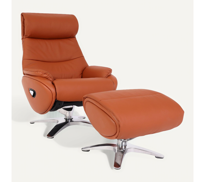 Fauteuil De Relaxation Avec Repose-pieds Fonction Inclinable Rotatif En Cuir Véritable Marron 04_0