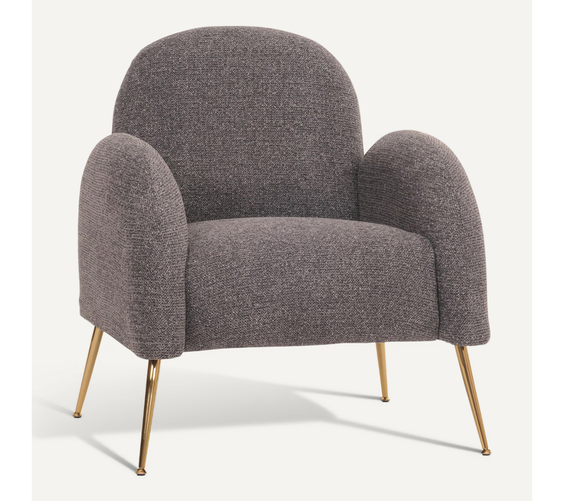 Fauteuil Lounge Cocktail Rétro Tissu Chenille Gris Foncé Rembourrage Extra épais De 22 Cm 04_00068
