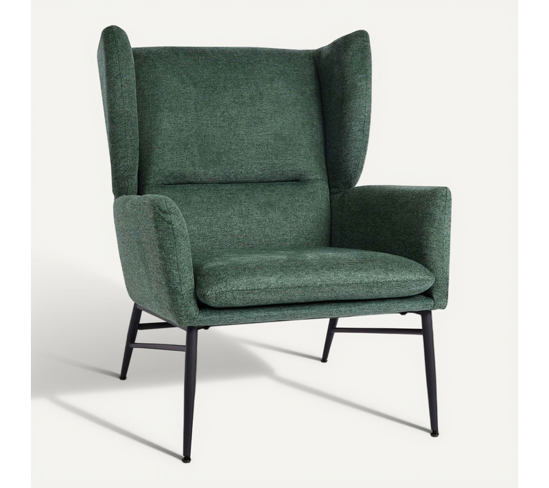 Fauteuil De Relaxation Avec Appuie-têtes Latéraux Siège Extra Large Rembourré En Tissu Vert