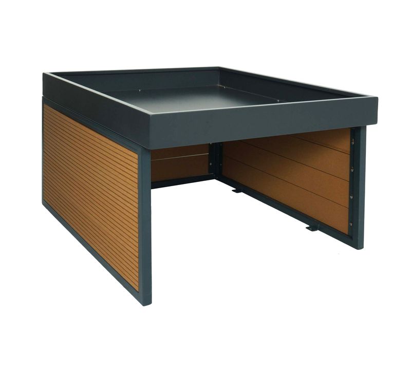 Abri Pour Robot Tondeuse Avec Bac à Plantes 40x60x73 Cm Fer Et Plastique Aspect Chêne 04_0006943