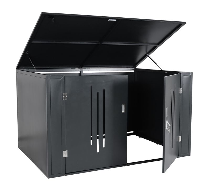 Abri à Vélos Avec Couvercle Verrouillable Rangement Jardin 121x202x150 Cm En Métal Anthracite 04_0