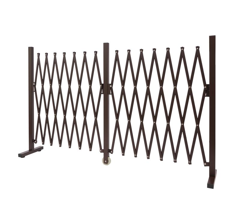 Barrière Grille De Protection Clôture Grille à Ciseaux Aluminium Extensible Marron Hauteur 103 Cm
