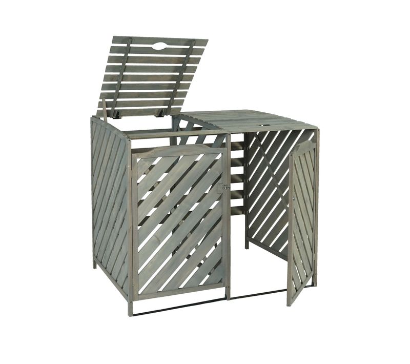 Abris Poubelles Pour Poubelles D'une Capacité De 60 à 240 Litres 121 X 133 X 98 Cm Bois De Sapin G
