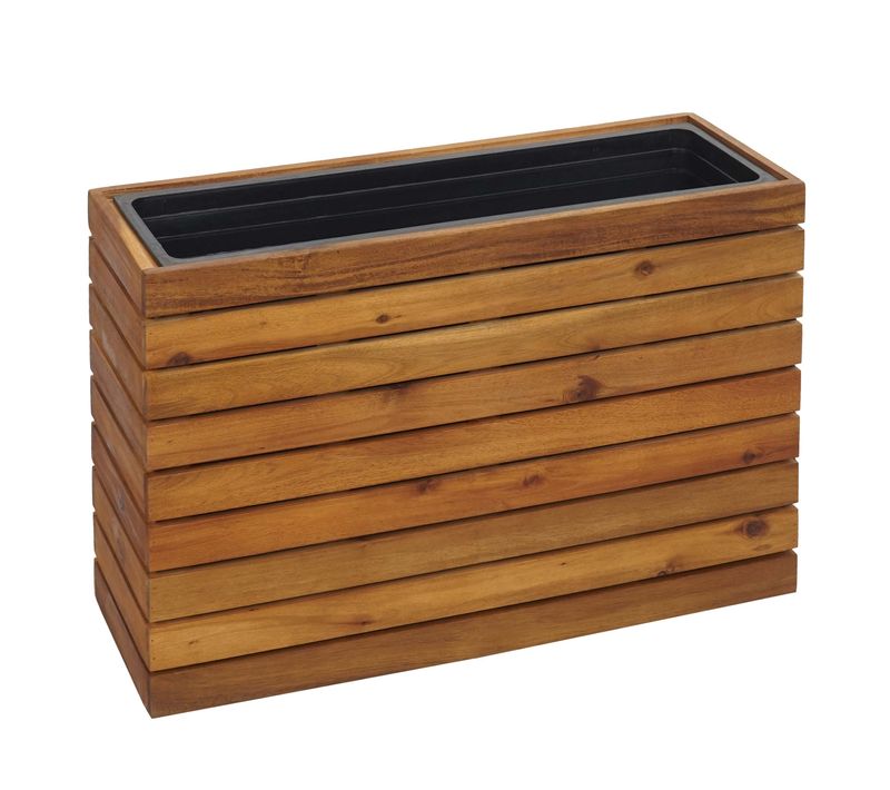 Jardinière Cache-pot Pot De Fleur 41 X 63 X 23 Cm Extérieur Bois D'acacia Marron 04_0007214