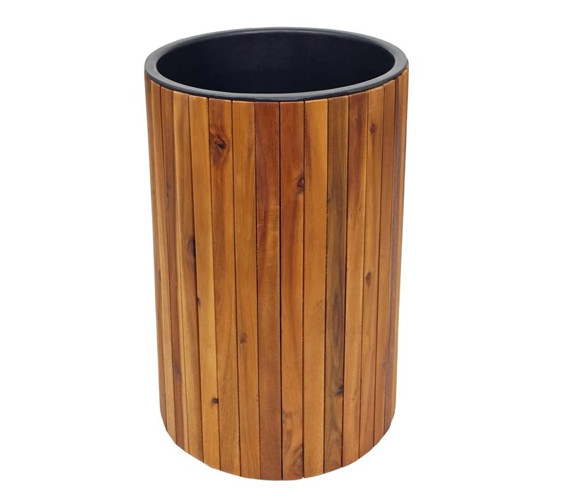 Jardinière Pot De Fleur Bac à Fleurs Rond 50 X 34 Cm Extérieur Bois D'acacia Marron 04_0007220
