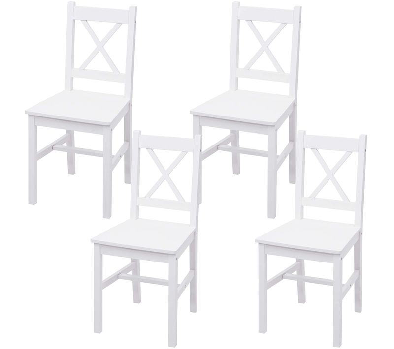 Lot De 4 Chaises De Salle à Manger Cuisine Design Rustique En Boisde Pin Blanc 04_0007530