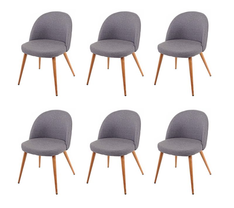 Lot De 6 Chaises De Salle à Manger Couture En Forme De Losange Design Rétro Années 50 En Tissu Gri