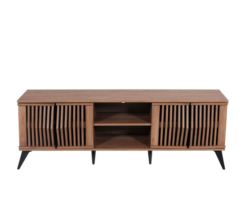 Meuble TV Avec Quatre Portes Et Six Compartiments 55 X 166 X 41 Cm Mdf Marron 04_0007866