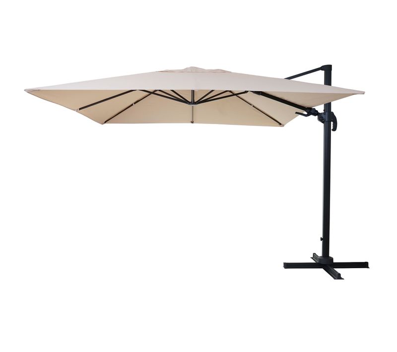 Parasol Déporté Orientable 3 X 4 M D. Env. 5 M Polyester Et Aluminium 26 Kg Crème Sans Pied 04_0007