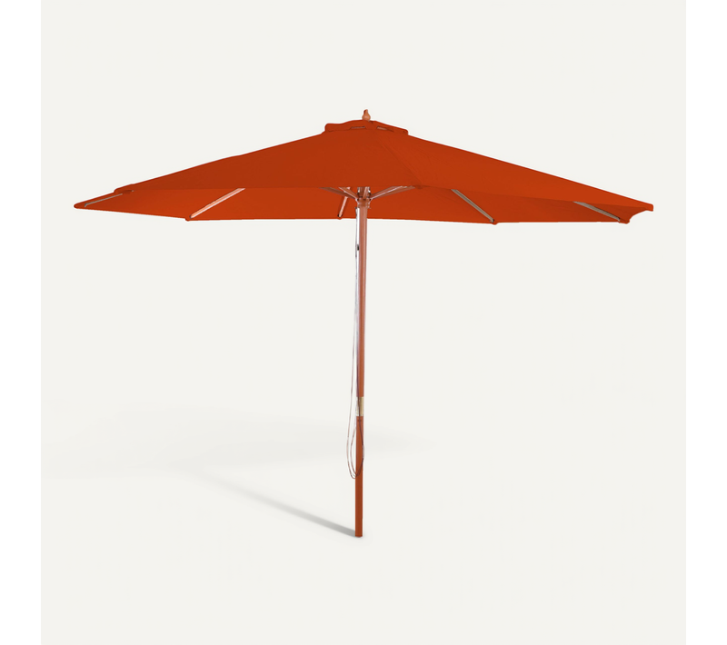 Parasol De Jardin Diamètre 3,5m Polyester Terre Cuite Et Bois Sans Pied De Parasol 04_0008010