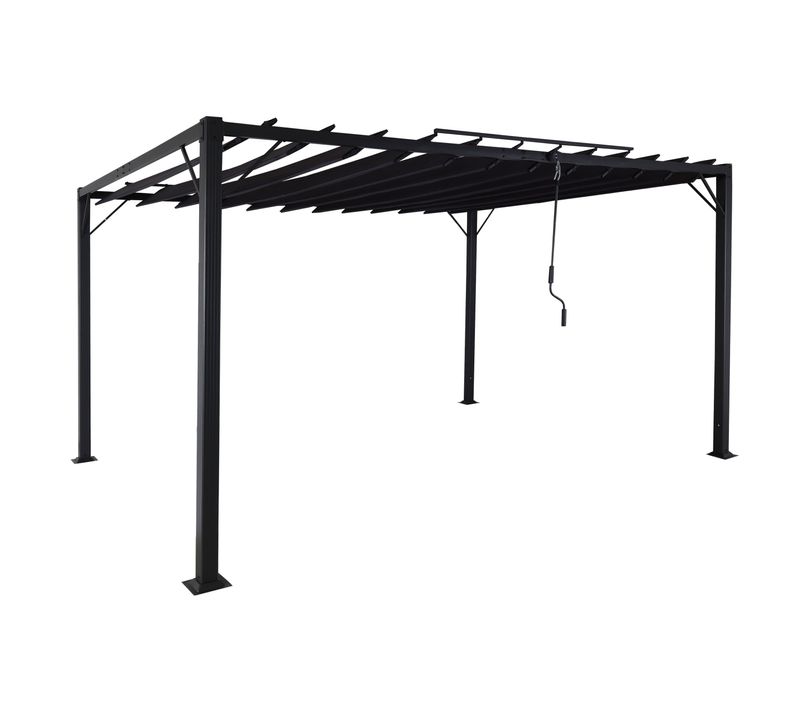 Pergola Pavillon De Jardin à Lattes Auvent De Terrasse 8 Cm Cadre En Aluminium Tissu/textile 3 X 4
