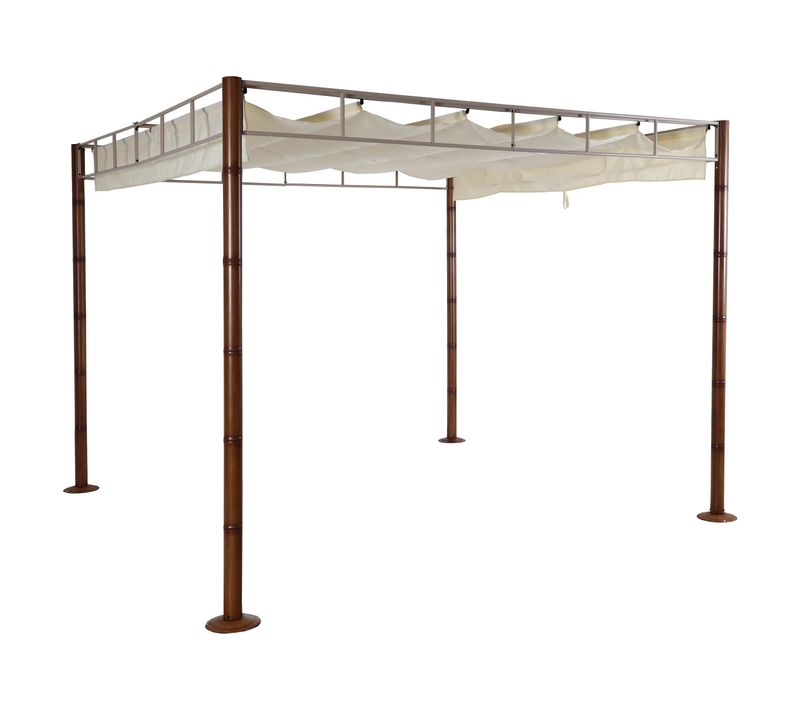 Pergola Pavillon De Jardin Auvent De Terrasse Stable 7 Cm Structure Métallique 3 X 3 M Aspect Bam