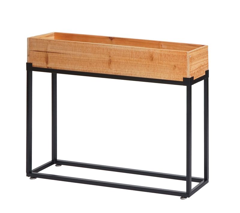 Potager Surélevé Bac à Plantes Bac à Fleurs Hauteur 62 Cm En Bois De Sapin Et Acier 62x80x16 Cm 04