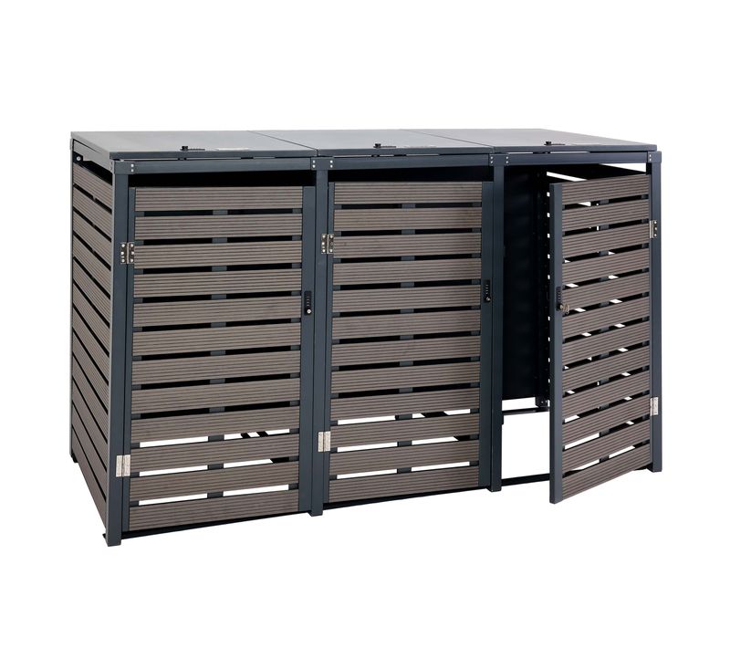 Abris Poubelles Vérrouillable Capacité De 80 à 240 Litres Par Compartiment 119x205x84 Cm Wpc Métal