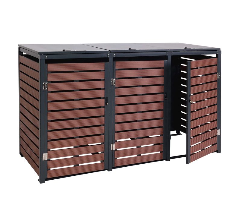 Abris Poubelles Pour Conteneur D'une Capacité De 80 à 240 Litres 119x205x84 Cm Wpc Métal Aspect Bo