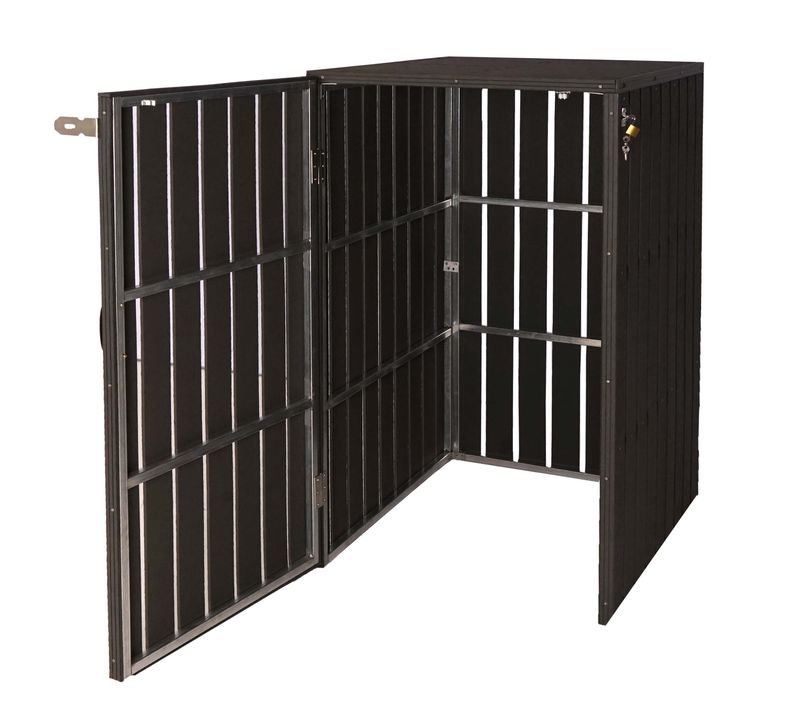 Abris Poubelles Pour Conteneur 80 à 240 Litres 115x77x97 Cm Acier Et Wpc Anthracite 04_0008248