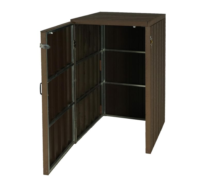 Abris Poubelles Verrouillables Pour Une Ou Deux Poubelles 80 à 240 Litres En Wpc Marron 04_0008249