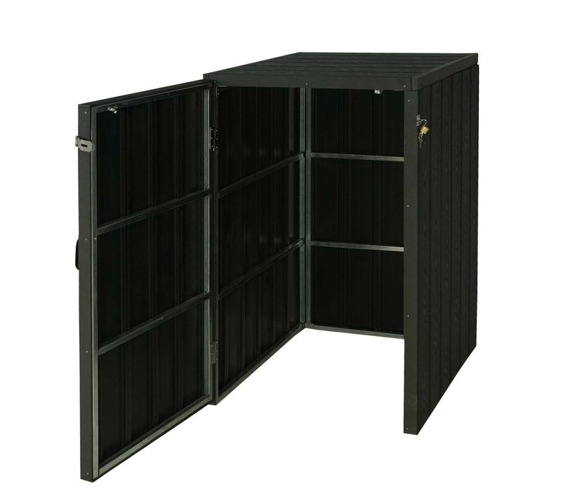 Abris Poubelles Verrouillables Pour Une Ou Deux Poubelles 80 à 240 Litres En Wpc Anthracite 04_000