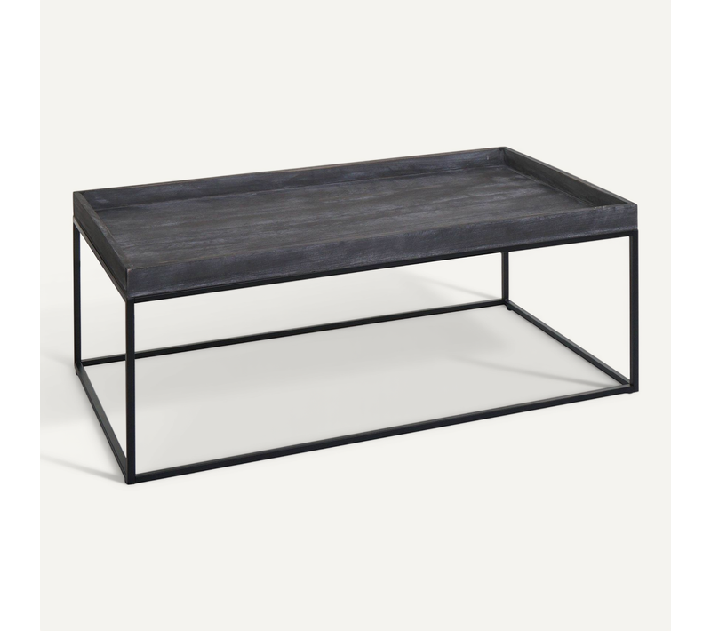 Table Basse Table D'appoint 46 X 110 X 60 Cm En Bois Gris Foncé Et Métal 04_0008433