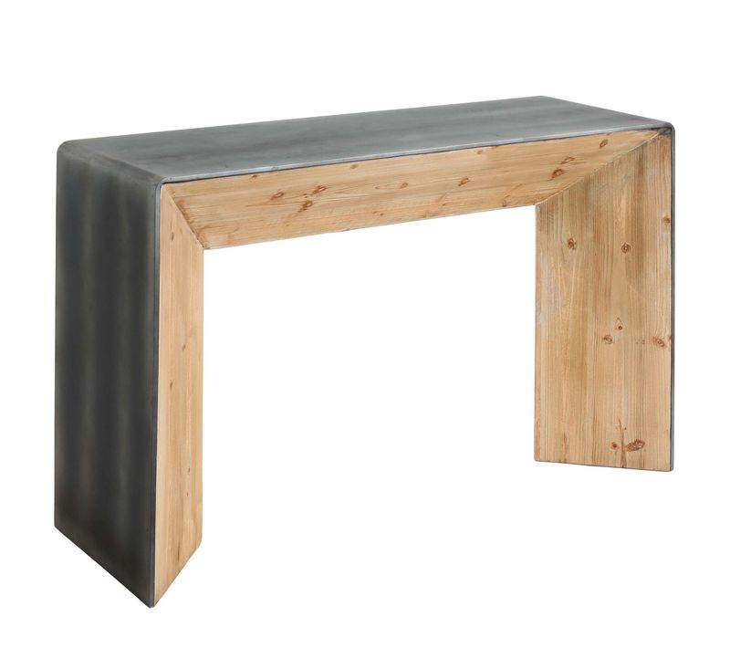 Table Console Table D'appoint Design Industrielle Bois Massif Mvg 80 X 120 X 40 Cm Naturel Aspect