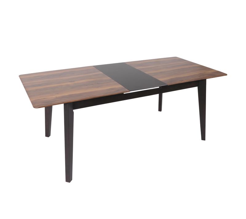 Table De Salle à Manger En Bois Et Hdf 160-200 X 90 Cm Extensible Aspect Bois De Sheesham Pieds Fo