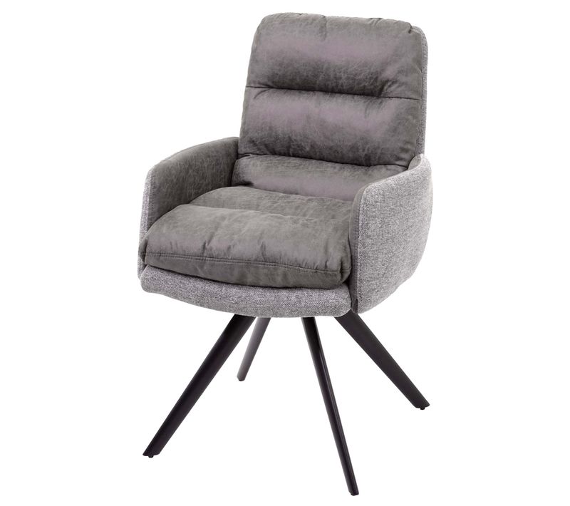 Chaise De Salle à Manger Fauteuil Lounge Avec Accoudoir Confortable Rotative En Tissu Gris Clair 0