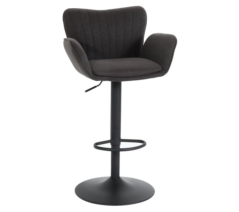 Tabouret De Bar X1 Pivotant Avec Accoudoir Repose-pieds Rotatif En Tissu Gris Foncé Base Métal