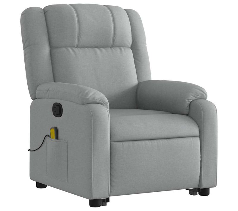 Fauteuil De Relaxation TV Fonction Massage Inclinable Levage Électrique En Tissu Gris Clair Dec026