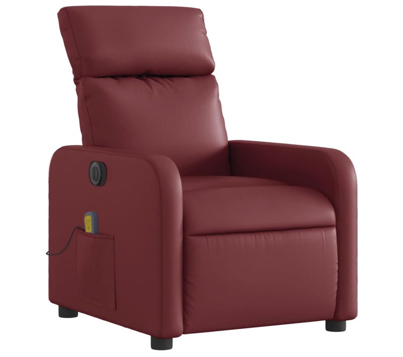 Fauteuil De Relaxation TV Fonction Massage Inclinable Électrique 6 Points De Massage En Pvc Rouge