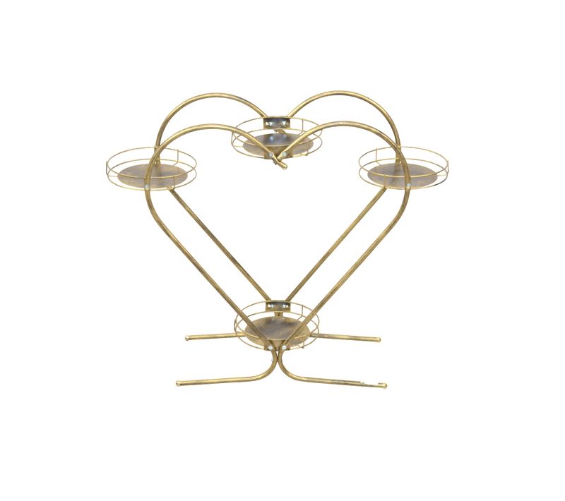 Porte-plantes Marron Antique 75 X 22 X 64 Cm Forme Cœur Avec 4 Plateaux Ronds Dec050065