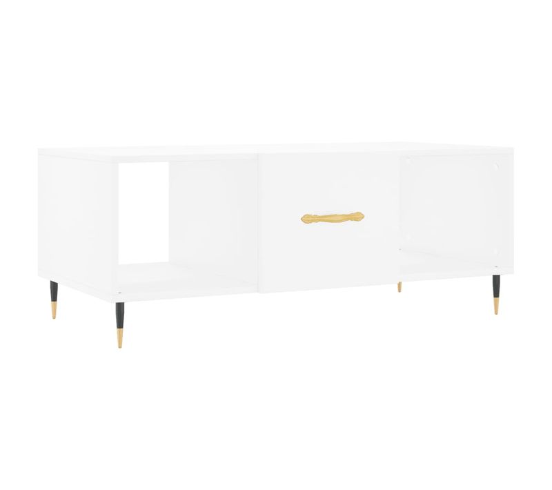 Table Basse De Salon Avec 3 Compartiments Design Moderne 102 X 50 X 40 Cm Bois D'ingénierie Blanc