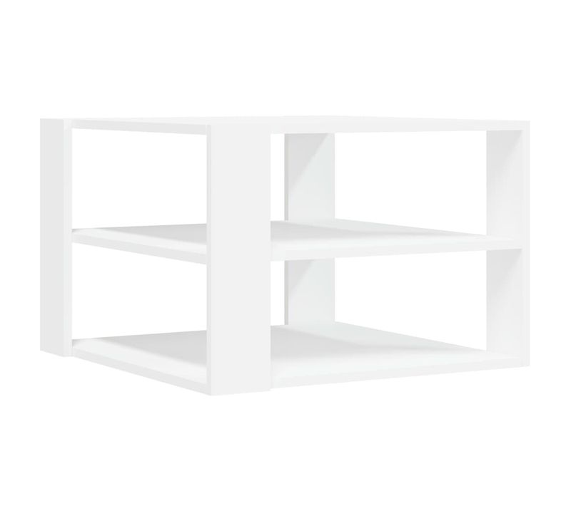 Table Basse 3 Niveaux Design Moderne Et Contemporaine 59,5 X 59,5 X 40 Cm Bois D'ingénierie Blanc