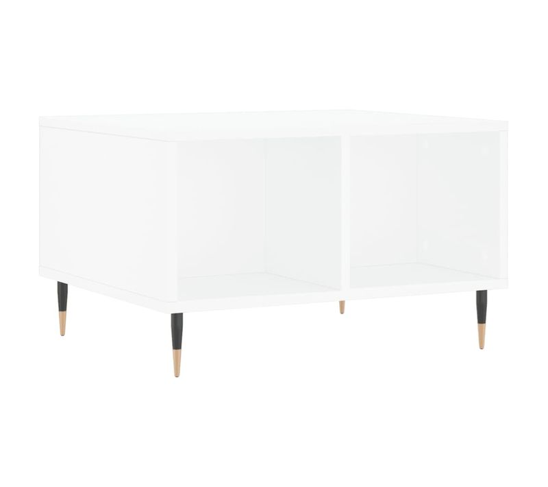 Table Basse Avec 4 Compartiments Ouverts Design Moderne 60 X 50 X 36,5 Cm Bois D'ingénierie Blanc