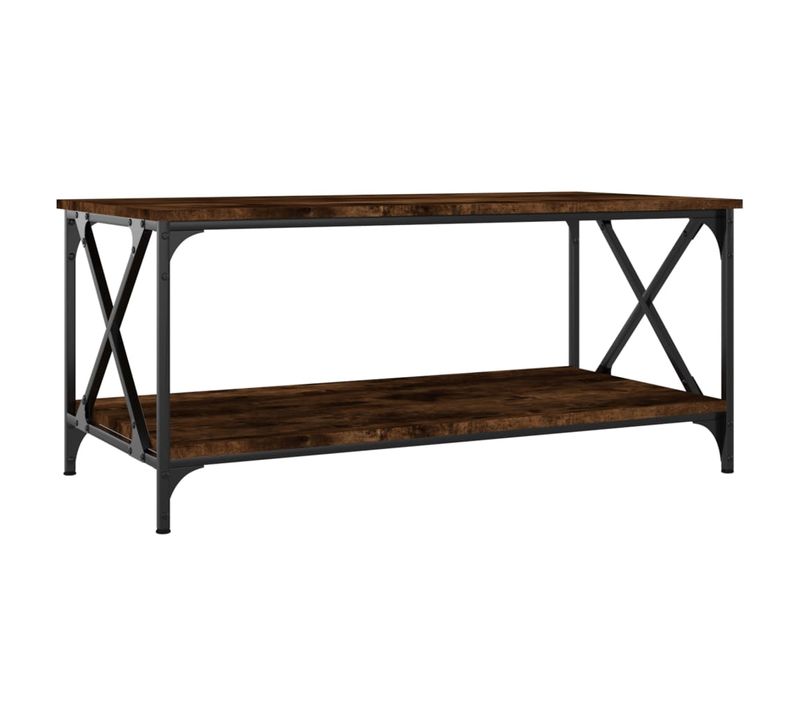 Table Basse Design Industriele 100 X 50 X 45 Cm Bois D'ingénierie Marron Et Fer Dec038332