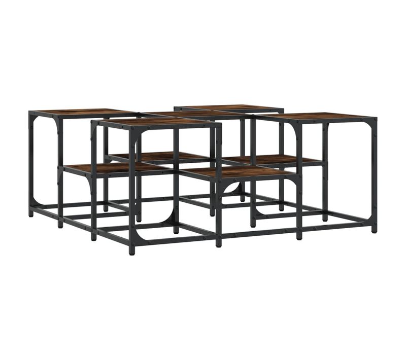 Table Basse Avec Deux Hauteurs Design Moderne Et Contemporaine 91 X 91 X 40 Cm Bois D'ingénierie M